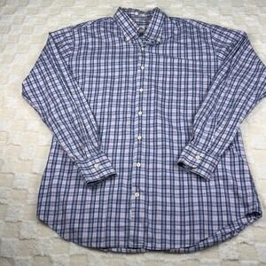 Peter Millar 100% Cotton Button Down Blue and Pink Plaid Men's Shirt‎ Large